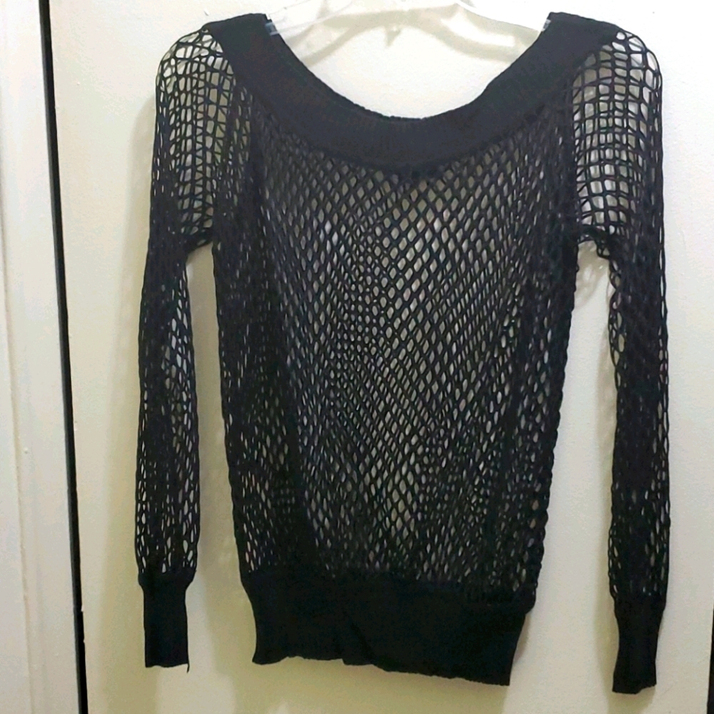 KAPALUA - BLACK MESH LONG SLV TOP